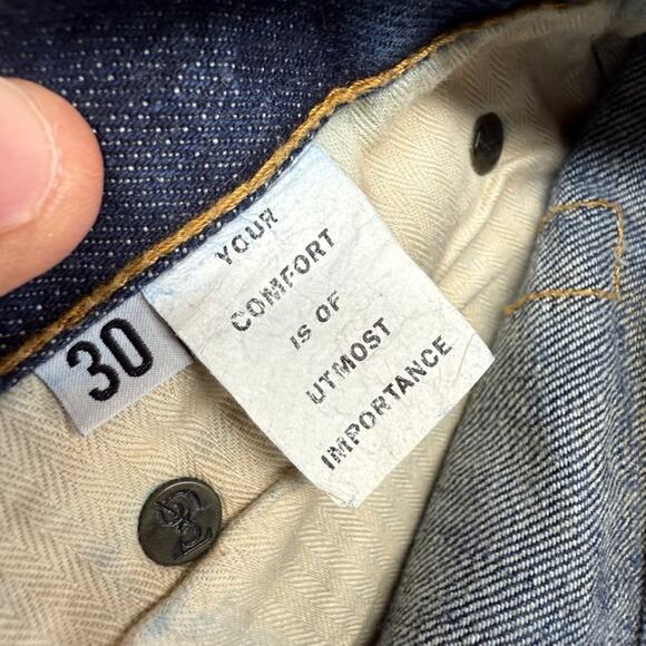 Under Two Flags Jeans Men's 30 Blue Selvedge Denim Dark Wash Whisker Button Fly - Picture 12 of 15